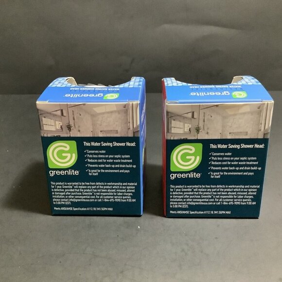 GREENLITE Residential Water Saving Fixed Shower Heads (2) 1.5 GPM Maximum NIB! - Picture 3 of 4